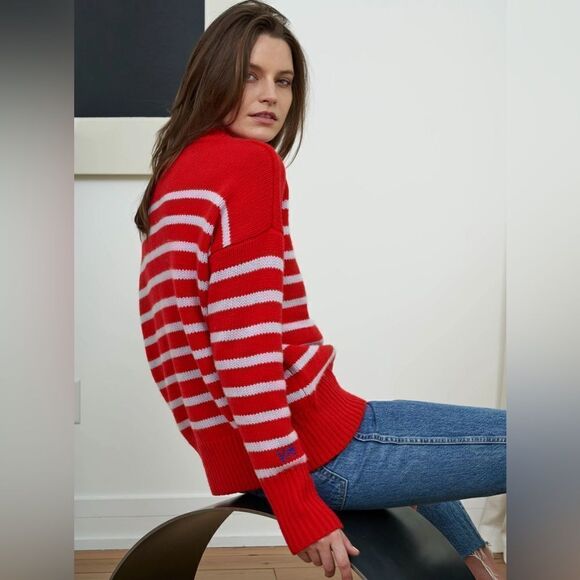 La Ligne Marin Sweater Red with Light Blue Stripes XS - Picture 5 of 5